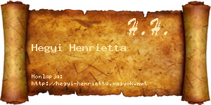 Hegyi Henrietta névjegykártya
